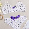 Comercio Exterior Europeo y Americano Ropa Interior Tallas Grandes Transfronteriza Estampado de Corazones Lazo Tentación Sexy conjunto 7163