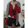 Estilo Preguiçoso Casual Versátil Macio e Confortável Gola Redonda Manga Longa Suéter Base Cardigan Top para Mulheres