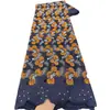 Tela de Encaje Bordado Calado Floral Africano Poliéster-Algodón Voile Suizo Tela para Vestido Vestido de Boda