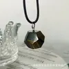 Productos de Amazon Transfronterizos Colgante de Cristal Rosa Natural de 12 Caras Gema Forma Geométrica Collar DIY Directo del Fabricante