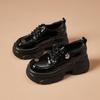 Mocasines de Plataforma con Suela Gruesa para Mujer, Nuevo Estilo Otoño 2026, Zapatos de Cuero Estilo Británico Negro que Aumentan la Altura para Commuter