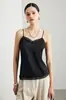 Camisola de Seda para Mujer 2026 Primavera/Verano Nueva Color Sólido Ropa Interior Exterior Estilo Commuter con Encaje y Top de Seda de Morera