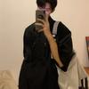 Zíper Pad Ombro Camisa Masculina Manga Curta Outono Sensação de Luxo Novo Estilo Bonito Roupa de Trabalho Camisa Design Sensação cleanfit Meia-manga