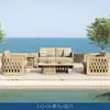 Sofá de Madera Maciza para Jardín de Villa de Alta Gama Mesa de Café Sofá Impermeable y Resistente al Sol Muebles de Teca para Patio Exterior Sofá de Hotel