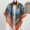 Lenço de Seda Estampado Retrô para Mulheres, Fino de Verão, Xale Versátil para Proteção Solar, Lenço Triângulo Moderno para o Dia a Dia