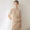 Fio Konsaini 100% Caxemira Feminino Padrão Torcido Falso Duas Peças Moda para o Trabalho Suéter de Caxemira Solto Tricô Color Block