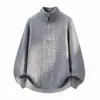 2026 Nuevo Jersey de Punto Cruzado Otoño/Invierno para Hombre de Corte Holgado con Media Cremallera Ropa de Punto Juvenil Casual Camisa Base
