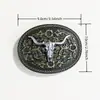Hebilla de cinturón de mezclilla occidental de 4.0 cm de diámetro interior, hebilla de placa grande de calavera de vaca plateada retro, retro europeo y americano