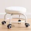 Taburete Pequeño Giratorio para Uso Doméstico, Banco Pequeño con Ruedas, Taburete Bajo para Apartamentos de Alquiler, Taburete Redondo de Ahorro de Espacio de Moda
