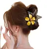 Pinza para el pelo de estrella con garra y estampado de leopardo estilo retro, dulce y fresca, para recogidos, pinza de acetato de gato y tiburón, accesorio de pelo elegante en forma de corazón