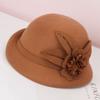 Chapéu feminino outono e inverno estilo coreano boina de lã da moda britânico retro pele de vison flor curling pequeno chapéu-coco moda