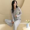 Novos Pijamas para Mulheres, Calça de Modal Confortável para Outono com Mangas Longas, Cardigans Simples para Primavera e Outono, Roupas de Casa, Conjuntos com Fio