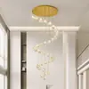 Lámpara de Araña de Cristal de Lujo Ligero para Escalera Loft Moderna Minimalista Creativa Villa Apartamento Dúplex Lámpara Larga