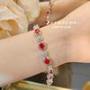 Industria Pesada Elegante Lujo Ligero Imitación Hemoglobina de Paloma Pulsera Color Corindón Rojo Azul Tesoro Cristal Afilado Joyería Vintage de Alta Calidad Europea y Americana