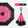Paraguas Invertido Automático de Doble Capa con Mango Largo para Hombres y Mujeres, Protección Solar, Lluvia o Sol, Parasol Grande de Doble Capa Resistente al Viento para Montar en el Coche