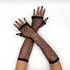 Guantes sin dedos de malla telaraña Mangas Guantes de malla para fiesta festiva actuación en escenario Guantes de Halloween Estilo largo