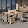Escritorio de computadora para salas de reuniones de personal, mesa de reuniones moderna minimalista con mampara para estaciones de trabajo de computadora de múltiples empleados