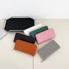 Cartera nueva y sencilla para mujer, de longitud media, con cremallera, de moda, de comercio exterior, de cuero PU, tejida, monedero