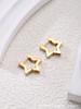 Pendientes de Acero de Titanio, Pendientes de Corazón Dorado con Forma de Estrella de Cinco Puntas, Modernos y Lujosos para Mujer, Pendientes Únicos Minimalistas de Nicho de Gama Alta