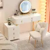 Tocador de Madera Maciza Dormitorio Moderno Simple Tocador de Pizarra Gabinete de Almacenamiento Espejo de Maquillaje Integrado Belleza y Elegante