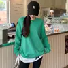 Hoodie Feminino 2026 Outono/Inverno Novo Estilo Doce e Picante Ombro Caído Gola Redonda Solto Básico Versátil Manga Longa Top Hoodie para Mulheres