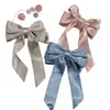 Moda Plata Color Cinta Moño Nuevo Grande Plata Floppy Conejo Cinta Moño Pin para Moño