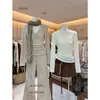 COMO OFICIAL Otoño 2026 Estilo Coreano Encaje de Deseo Puro Patchwork Versátil Cuello en V Manga Larga Tejido Superior 28989