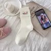 ¡Cachorrito Súper Lindo Desbloquea la Primavera! Calcetines de Perro con Etiqueta de Tela de Dibujos Animados Sin Costuras Estilo Coreano, Calcetines de Media Caña Bloque de Color Estilo Preppy para Mujer