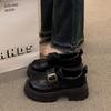 Mocasines Estilo Universitario para Mujer 2025 Otoño Nuevo Tacón Grueso Suela Gruesa Plataforma Alta Retro Versátil Estilo Británico Zapatos Pequeños de Cuero