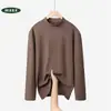 Camiseta Base Gruesa de Manga Larga con Cuello Alto Medio para Mujer 2026, Otoño/Invierno Ajustada Simple de Moda DeRong Versátil