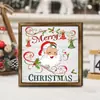 Nuevo Marco de Fotos de Madera de Doble Capa de Santa Claus de Dibujos Animados Sala de Estar Pasillo Restaurante Pared de Fondo de Lujo Ligero Decoración Festiva