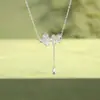 Colar Original Tichia em Prata Pura 999 Flor de Gardênia para Mulheres, Design de Nicho Estilo Floresta, Corrente para Clavícula Versátil com Pingente Floral de Franja