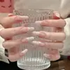 Explosiones de Libro Rojo Pequeño Usando Uñas Postizas Sentido Avanzado Pétalos Degradado Arte de Uñas Hecho a Mano Uñas Postizas Pre-fabricadas Uñas Postizas Largas Forma de Gota de Agua