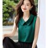 Foto real 2025 verano nuevo chaleco camisa de satén de seda estilo occidental combinable talla grande top de mujer