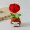 Flor de Tricô de Energia Positiva Transfronteiriça Planta em Vaso Produto Acabado Fio de Lã Flor de Simulação Ornamento de Mesa Boneca de Cartão de Mão