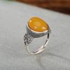 Anillo de fideos de huevo vintage envejecido con cera de abejas de plata esterlina S925 de Yilu, accesorios de estilo étnico, anillo personalizado retro de estilo nacional