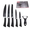 Juego de Cuchillos de Cocina Transfronterizo Juego de 5 Piezas con Mango de Herradura, Patrón de Diamante, Cuchillo Antiadherente, Juego de Cuchillos Pequeños de Cocina, Multifuncional para Uso Doméstico