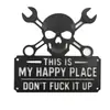 Transfronteiriço Este É o Meu Lugar Feliz Placa de Parede de Metal Placa de Caveira Mundo Feliz