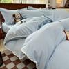 Novedad Primavera/Verano 2026 Algodón 100% Puro Hilo de Punto Triangular Teñido en Hilo Algodón Lavado Funda de Edredón Sábana de Cama 1.8 Juego de Cuatro Piezas Venta al por Mayor