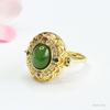 Anel de Jade Hetian Natural Guan Yu Jade Verde Verde Espinafre Anel de Dedo Anel de Saquinho Atacado Dropshipping S4011305
