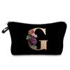 2022 Nueva Moda Creativa Bolsa de Almacenamiento Portátil Bolsa de Lavar para Set Bolsa Cosmética con Estampado de Letras Negro Dorado