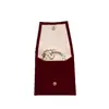 Bolso de solapa de terciopelo burdeos, bolsa de embalaje para almacenamiento de joyas con botón de presión de terciopelo, bolsa de regalo para joyas, personalizable con logo