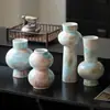 Vaso de Cerâmica Estilo Chinês Novo de Jingdezhen, Modelo para Sala de Exposição, Série de Cores Morandi, Ornamento de Formato Irregular para Sala de Estudo e Pousada, Recipiente para Arranjo de Flores