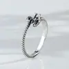 Anillo de cola de dragón retro para hombre y mujer, estilo chino personalizado, alta calidad, sentido de año de nacimiento, dominante, desgastado, anillo abierto