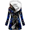 Gabardina para Mujer, Estilo Europeo y Americano, Abrigo con Capucha Engrosado de Invierno con Estampado de Copos de Nieve 3D, Venta al por Mayor, Corte Ajustado para Figuras Petite