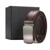 Cinturón de Cuero Genuino para Hombre con Hebilla Automática Personalizado Marrón Guangzhou Celebridad de Internet Transmisión en Vivo Cinturón de Piel de Vaca Cinturón para Pantalones Fabricante Mayorista