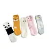 Meias Femininas Bordadas com Desenhos de Animais Outono e Inverno 2024 Meias Femininas de Lã de Coral Casuais Aconchegantes Quentes para Dormir