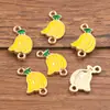 Varios Accesorios de Joyería DIY de Aleación Encanto de Esmalte Dorado Kc Serie de Frutas Plátano Pera Fresa Sandía Conectores
