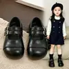Sapatos de Couro para Meninas 2026 Outono Novo Estilo Britânico Retro Infantil Sapatos Mary Jane Pretos de Solado Macio Sapatos de Princesa