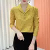 Tecido Original Peça Única Drop Shipping Transmissão ao Vivo Popular 2025 Inverno Nova Moda Estilo Lapela Renda Camisa Básica para Mulheres